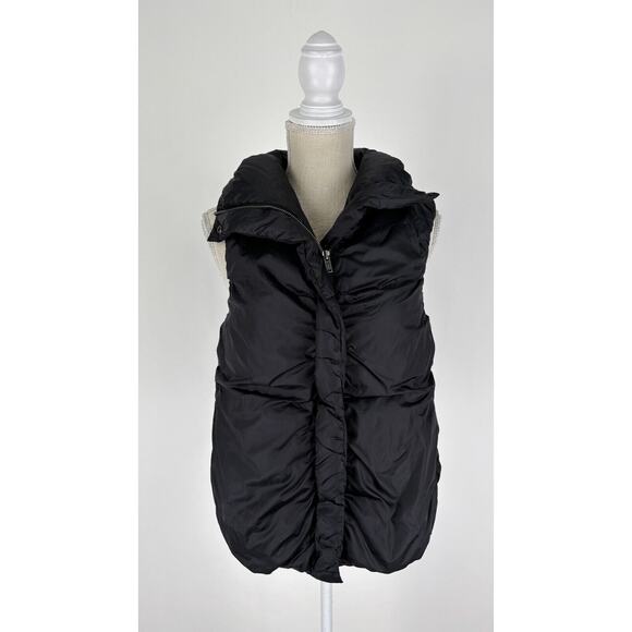 DKNY Womens Duck Down Puffer Vest Snap Zip High Neck Size Small Black - Picture 1 of 10